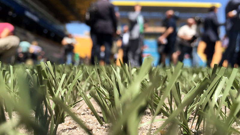 Instalacion cesped mixto en estadio del Villarreal.